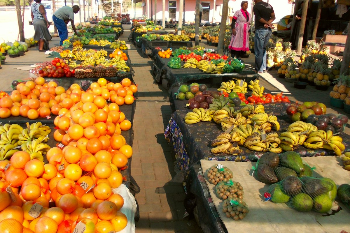 Crates of oranges at a market